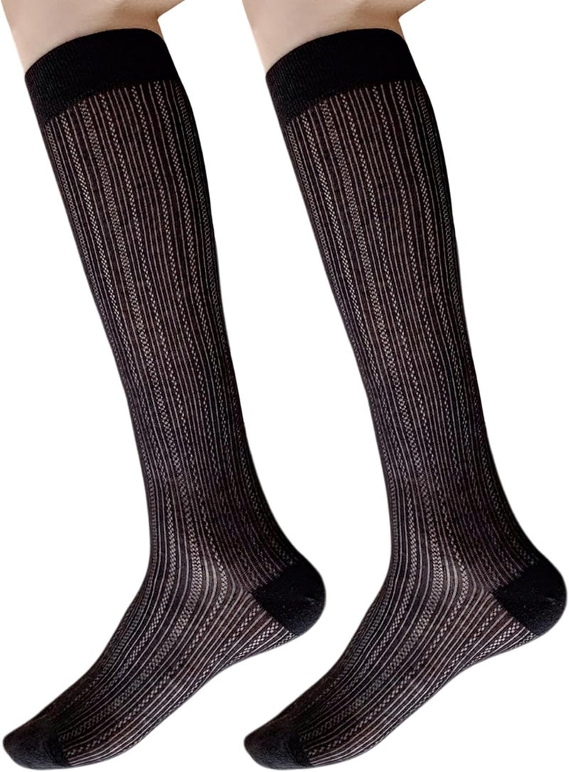 Arukora Store Women Knee High Socks Size 5-9 Thin Breathable Cotton Boot Sock White Gray Black - Image 1